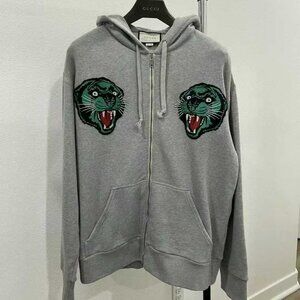 NWT Authentic Gucci Panther-Embroidered French Terry Hoodie